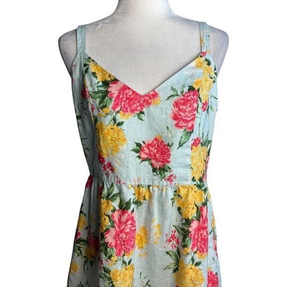 Cynthia Rowley 100% LINEN Summer Floral Dress Cottagecore Sleeveless Womens Sz 6 - Picture 3 of 7